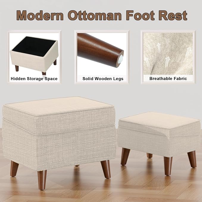 Foot Rests with Adjustable Cover, Storage Ottoman Dorm, Footstool & Sitting - Image 3