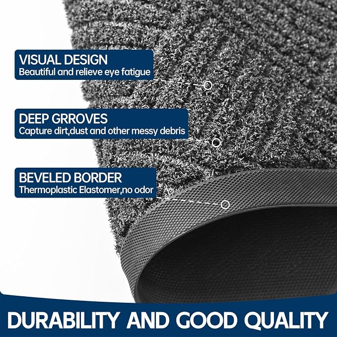Front Door Mat Outside Entrance, Trap Dirt Outdoor Doormat Low Profile - Image 5