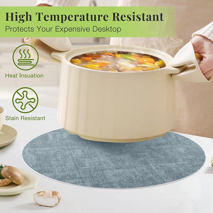 13-Inch Faux Leather Round Placemats Set of 8, Waterproof Anti-Slip Dual Sided - Image 3