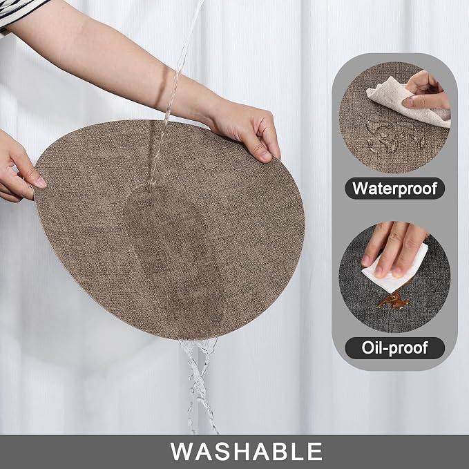 Myir JUN Round Placemats, Dual Sided Faux Leather Place Mats Set of 6 - Image 4