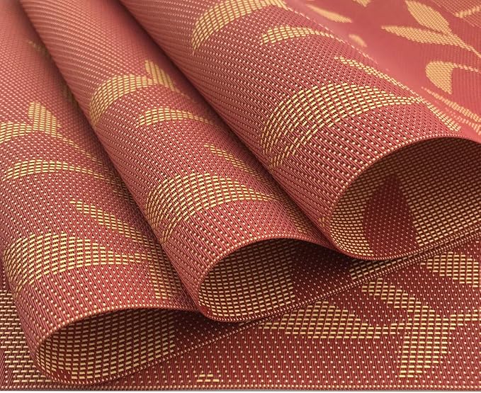 Gugrida Place Mats PVC Set of 6, Table Placemats Set of 6 PVC Woven Vinyl Place - Image 2