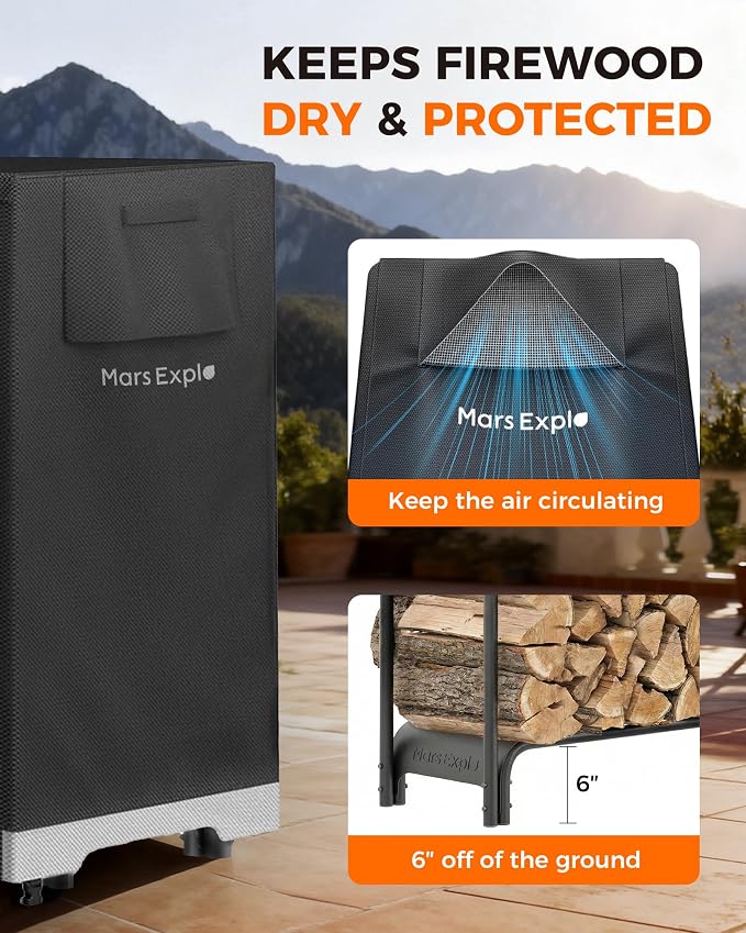 5ft Firewood Log Rack with Cover Outdoor, Heavy Duty Indoor Outdoor Firewood - Image 5