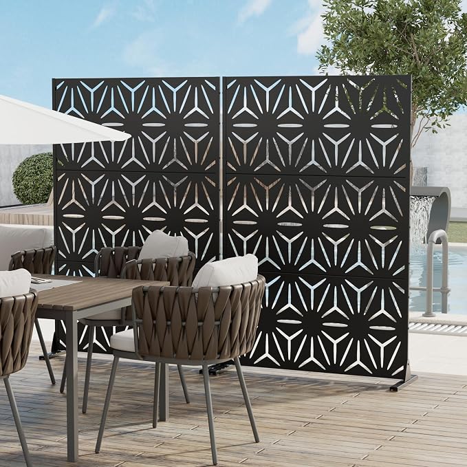 Casaphoria 72" H x 45" W Metal Privacy Screen, 2 Pack Outdoor Freestanding - Image 2