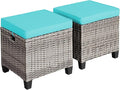 Tangkula 2 Pieces Patio Rattan Ottomans, Outdoor Wicker Footstool Footrest Seat by TANGKULA