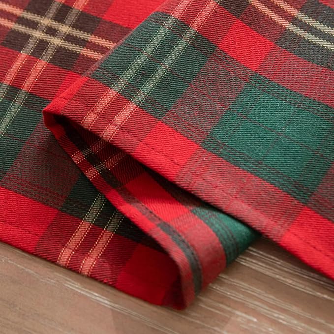 Red Green Gold Plaid Christmas Table Runner, Winter Holiday Table Runners 72 - Image 7