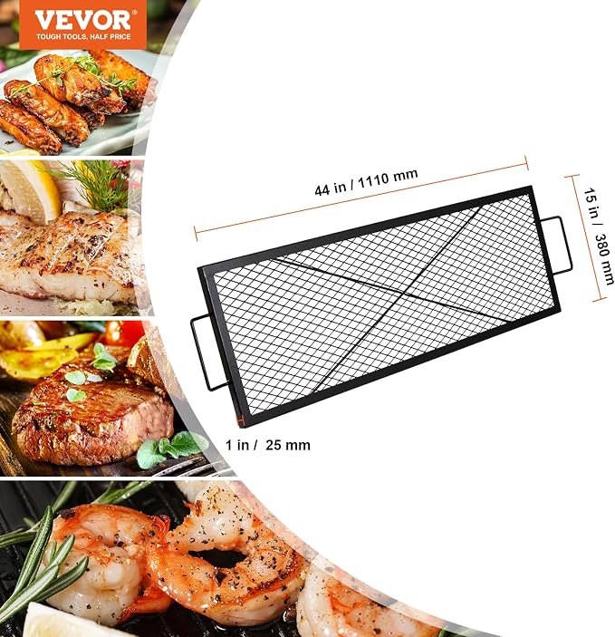 VEVOR X-Marks Fire Pit Grill Grate, Rectangle Cooking Grate, Heavy Duty Steel - Image 7