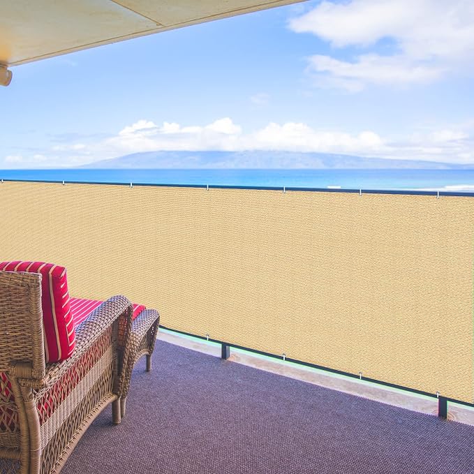 SUNNY GUARD 3'x10' Sand Yellow Balcony Deck Privacy Screen Fence, Apartments - Image 7