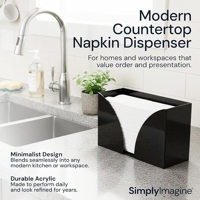 Acrylic Napkin Holder Wall Mount, 2 Pack Black - Image 2