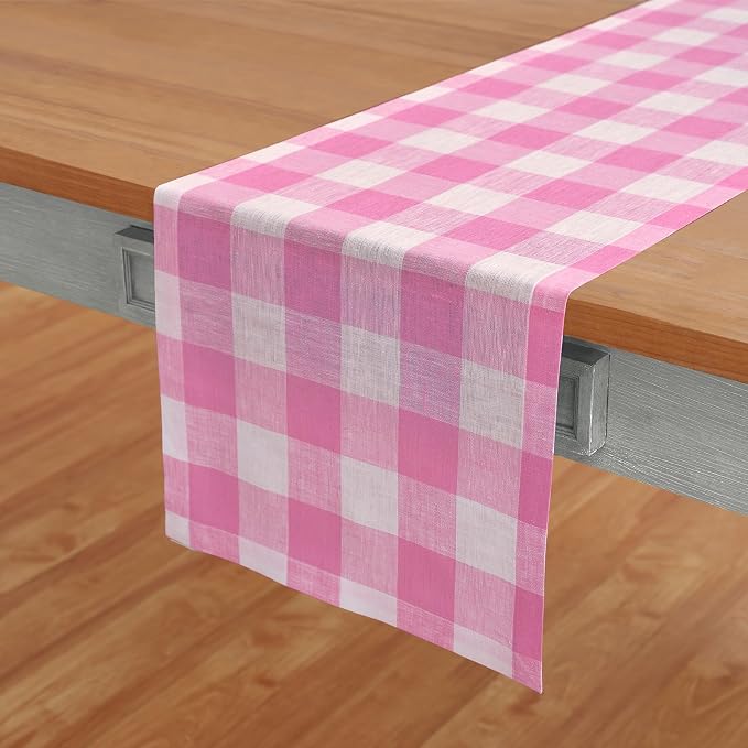 Solino Home Linen Checkered Table Runner 156 Inches Long - Image 2