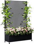 Metal Planter Box with Trellis Privacy Screen, Raised Garden Bed with Trellis & by Sunnibety