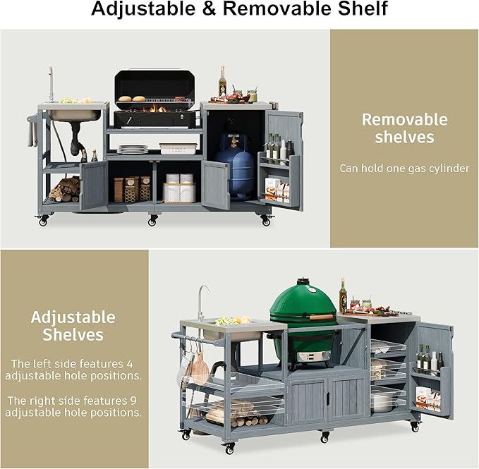 75.4" Outdoor Kitchen Grill Cart - Image 6