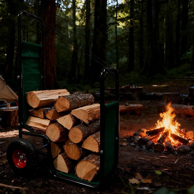 Firewood Cart with Pneumatic Wheel: 44 X 27 X 20 in Heavy Duty 220 lbs Load - Image 9
