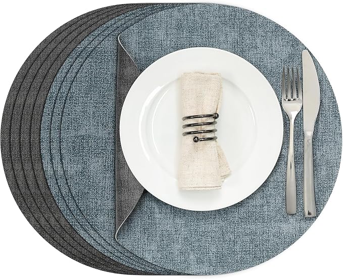 Myir JUN Round Placemats Dual Sided, Faux Leather Place Mats Set of 4 Indoor by MyirJUN