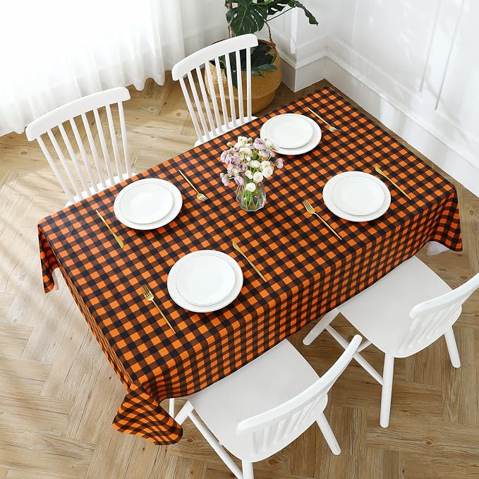 Romanstile Rectangle Vinyl Tablecloth, 100% Waterproof Buffalo Gingham Plastic - Image 5