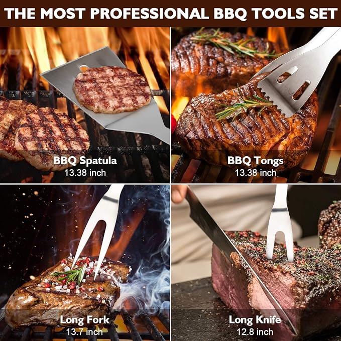 Grill Set, Grilling Gifts for Men, Tongs &Skewers, Smoker Accessories for - Image 3
