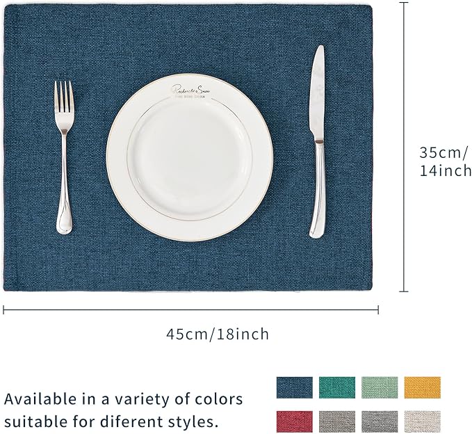 BALCONY & FALCON Placemats Set of 6 Faux Linen Cloth Place Mats Washable - Image 5