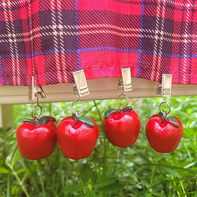 TwoFish Home Set of 4 Resin Red Apple Tablecloth Weights Clips Handicraft Red - Image 2