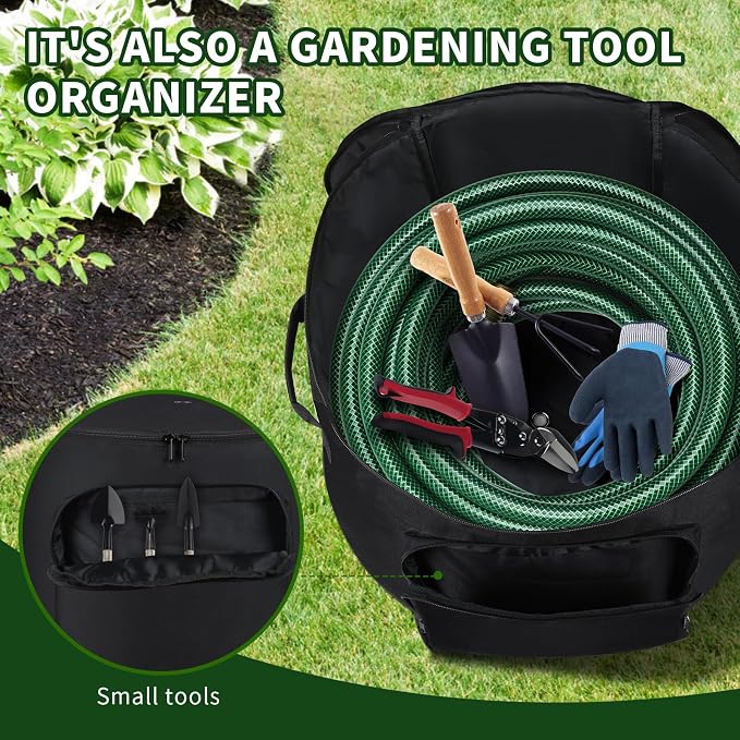 Garden Water Hose Holder Storage Bag Pot，Water Hose Hider，Holds 150 ft Hose - Image 4