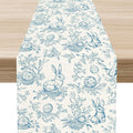 Easter Table Runner, Vintage Blue Beige Bunny Rabbit Easter Eggs Floral Spring by Unknown