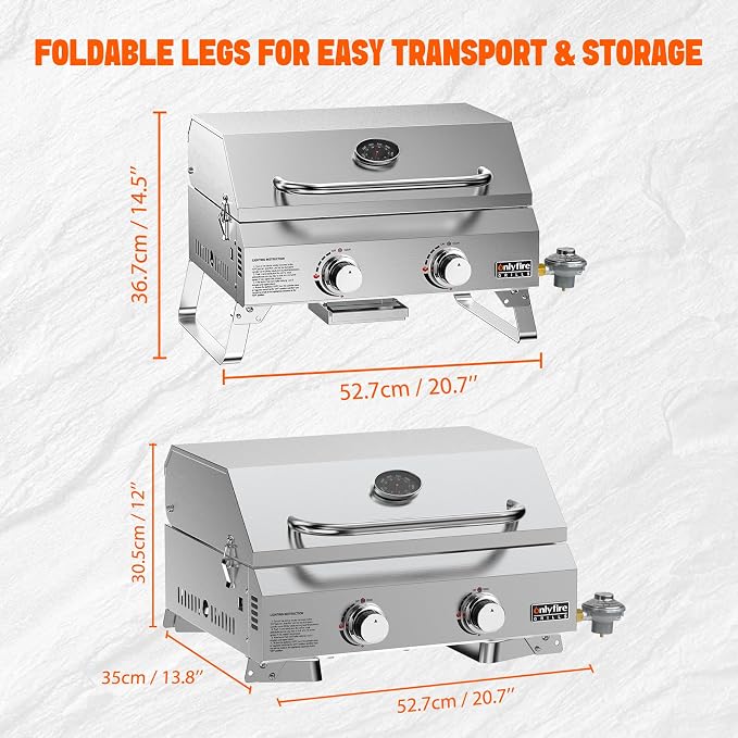 Tabletop Gas Grill 2 Burners, Stainless Steel Gas Stove 16000BTU - Image 2