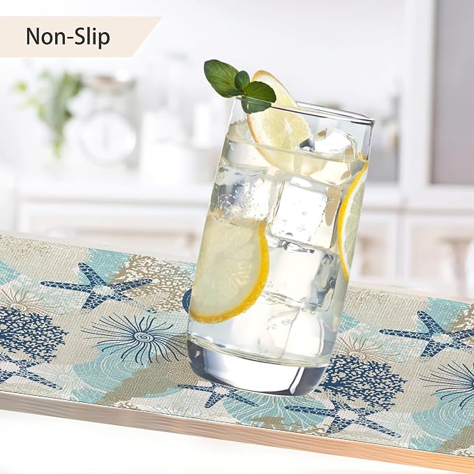 Ocean Coral Placemats Set of 6, Shells Algae Reefs Table Mats Non-Slip Heat - Image 4