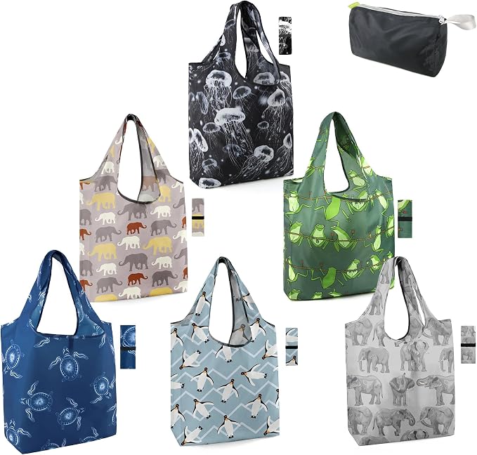 BeeGreen Turtle Reusable Grocery Bags Frog Elephant Penguin Jellyfish Shopping by BeeGreen