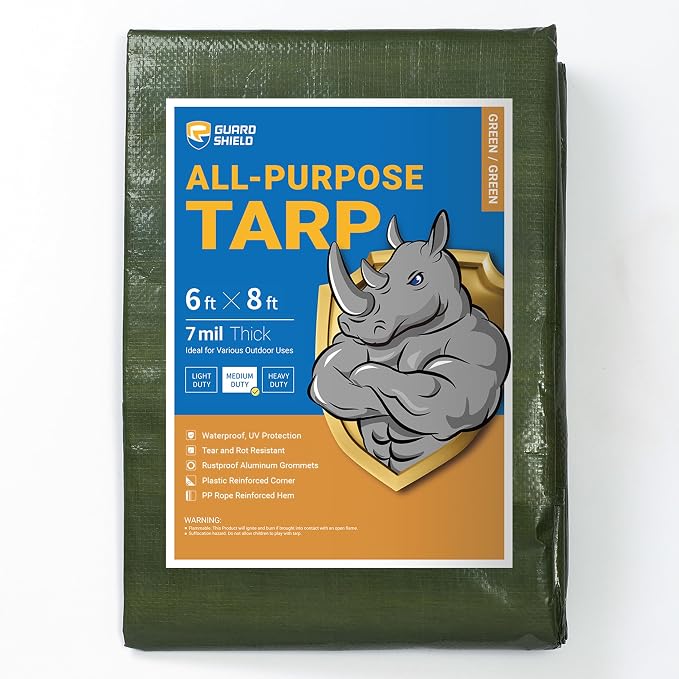 GUARD SHIELD Green Tarp Waterproof 6x8 Feet Medium Duty All Purpose Poly Tarps by GUARDSHIELD
