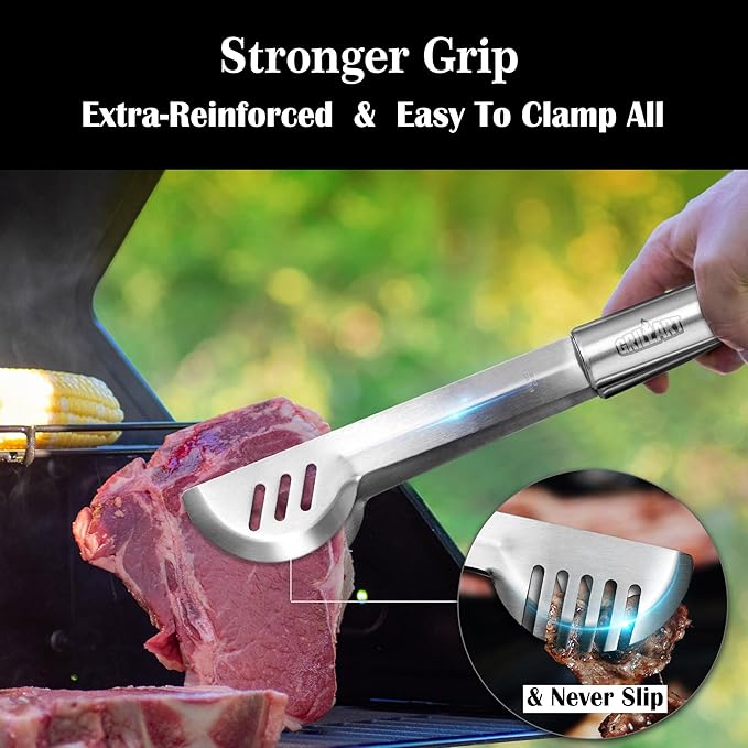 GRILLART BBQ Grill Utensil Tools Set Reinforced BBQ Tongs 19-Piece - Image 3