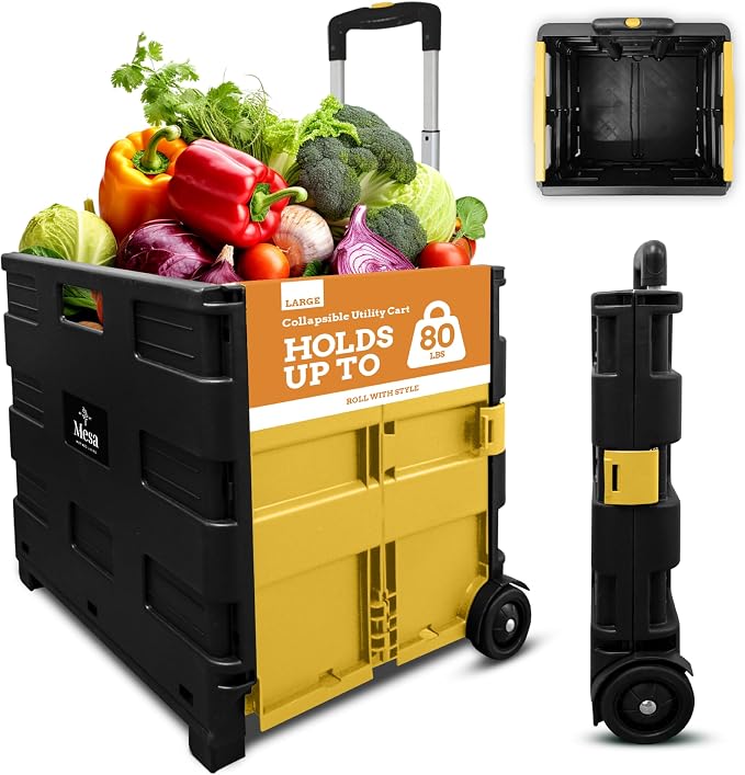 Inspired Living Ultra-Slim Rolling Collapsible Storage Pack-N-Roll Utility-carts by Inspired+Living