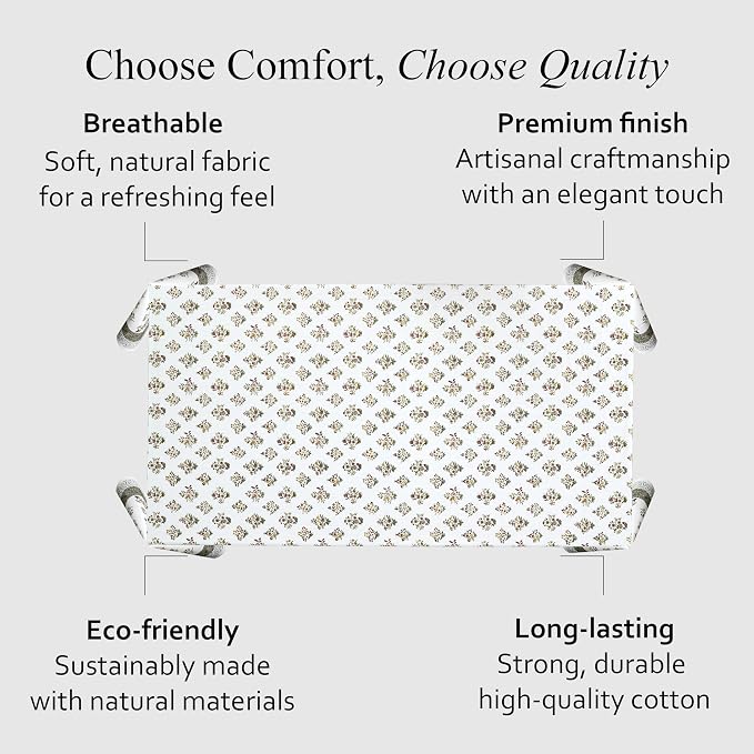 CPC Tablecloth 100% Cotton 60x90 Inch Indian Block Print Rectangle Table Cover - Image 6