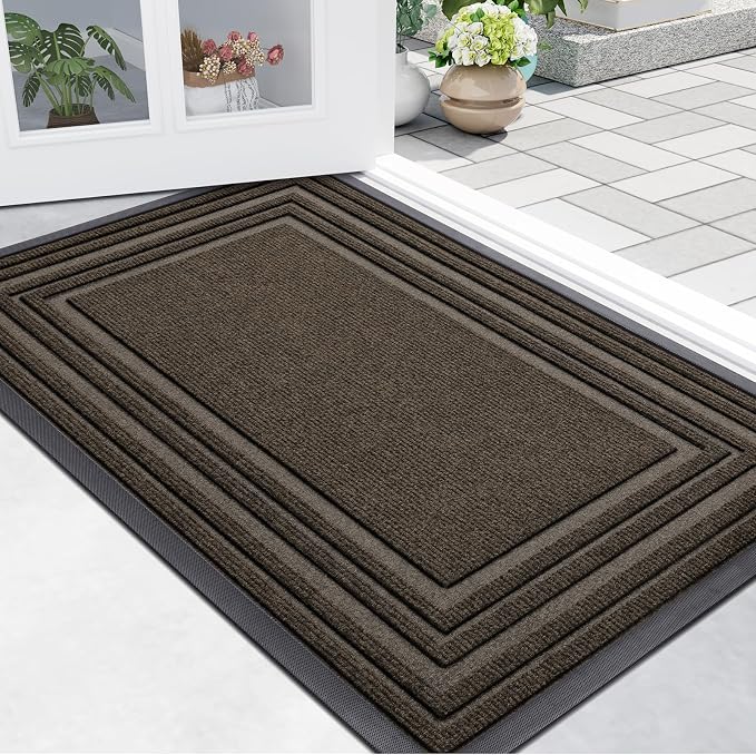 Buganda Front Door Mat Indoor Outdoor Entrance, Non-Slip Natural Rubber Doormats by Buganda