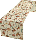Western Cowboy Table Runner, Rustic Country Cowboy Riding Horse Desert Table by Unknown