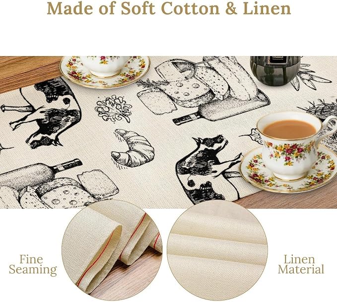 Milk Farm Table Runner, Rustic Farmhouse Animals Fresh Eggs Bread Vegetables - Image 6