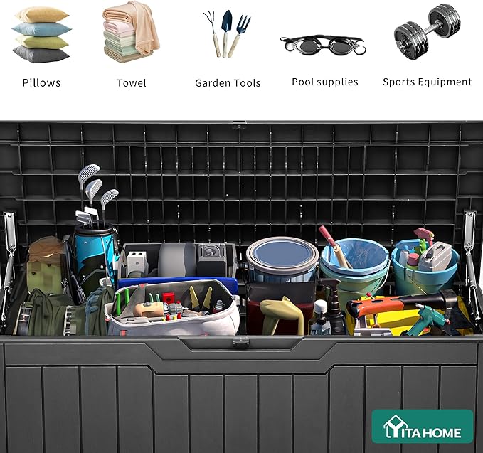 YITAHOME 80 Gallon Resin Deck Box, Weather Resistant Outdoor Storage Box - Image 4