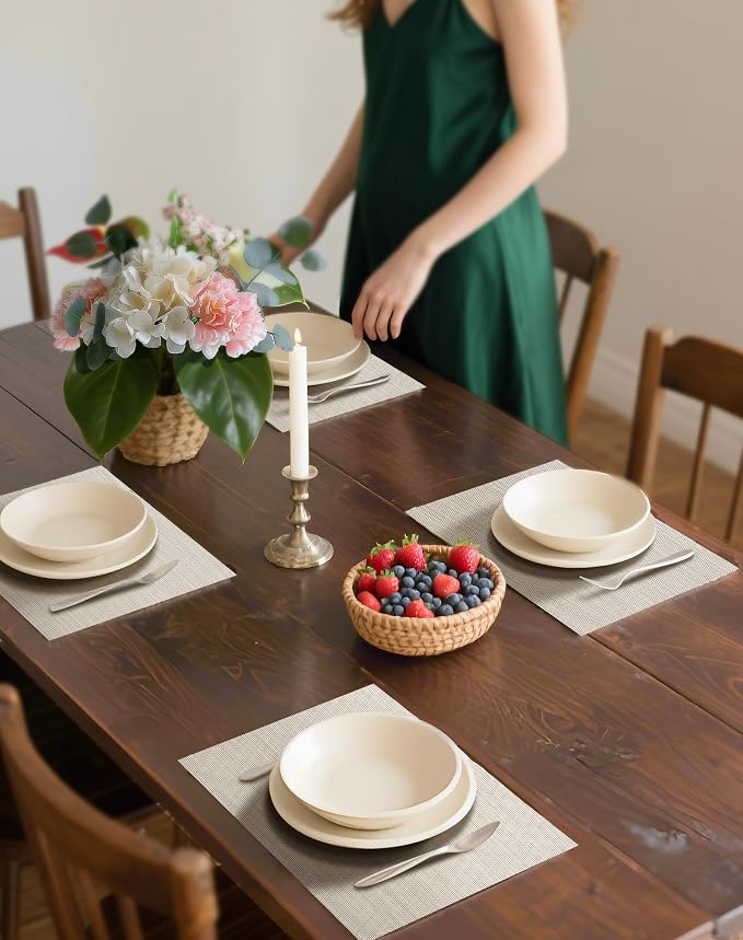 Leetaltree Beige White Placemats Set of 4 - Image 3