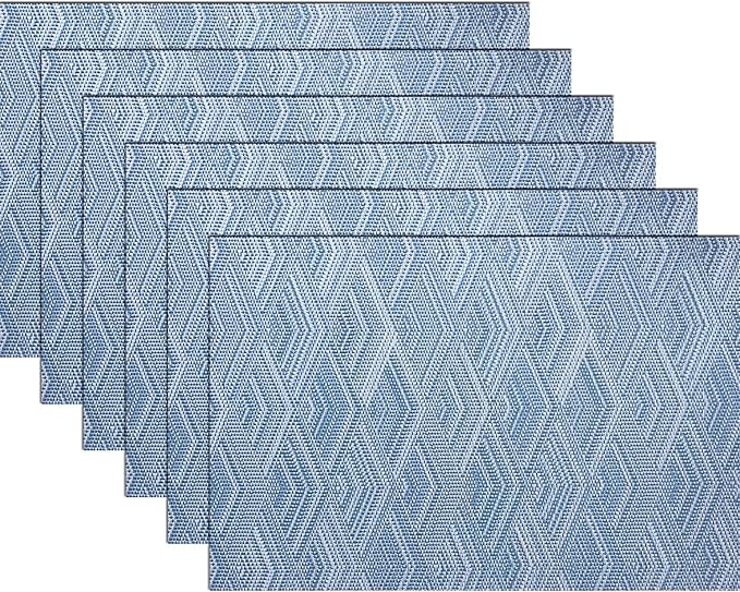 Druable Placemats Set of 6, Plastic Heat-Resistant Non-Slip Vinyl Place Mats by PandaPalm