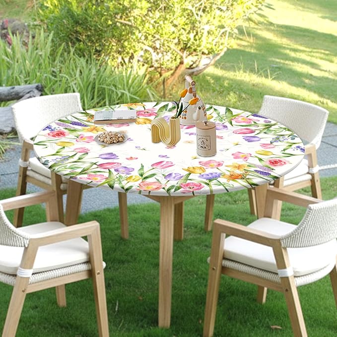 Spring Summer Easter Round Fitted Tablecloth - Image 7