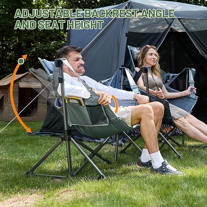 Camping Hammock Chair, Large Grey Steel Frame, 400 lb Capacity
