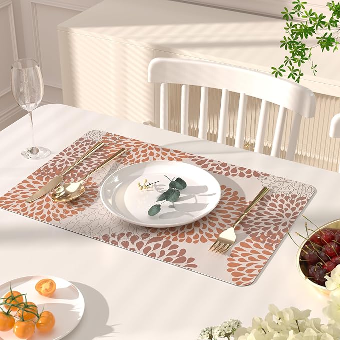QIYI Placemats Set of 6, 12x18 Inch Faux Leather Place Mats - Image 2