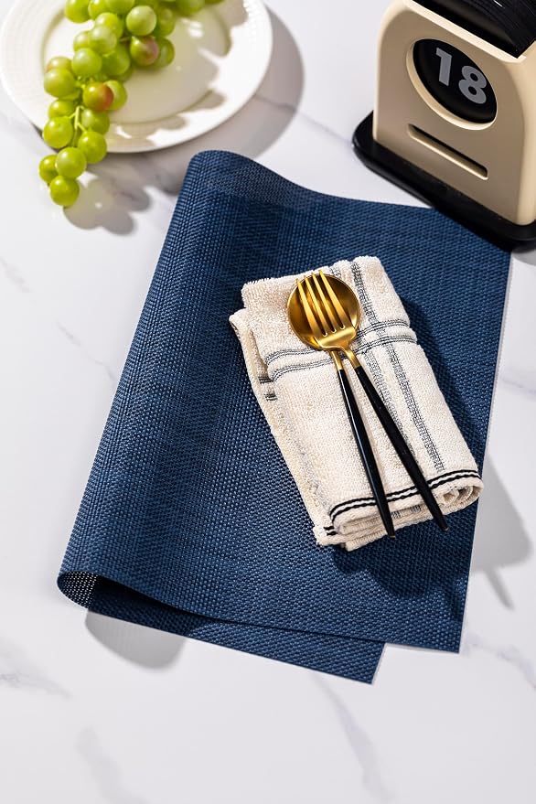 LEXMORE Placemats Set of 6 Vinyl/Plastic Woven Place Mats - Image 6