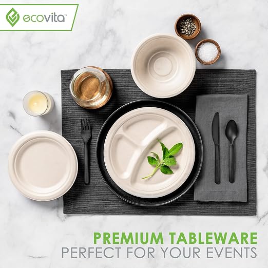 Ecovita 100% Compostable Forks Spoons Knives Cutlery Combo Set - Image 6
