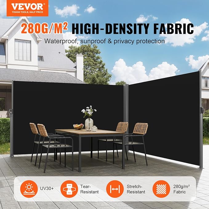 VEVOR Retractable Side Awning, UV 50 71''x 236'' Full Aluminum Rust-Proof Patio - Image 2