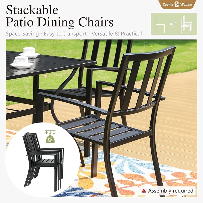 Sophia & William Round Patio Table and Chairs Set, Outdoor Dining Set - Image 2