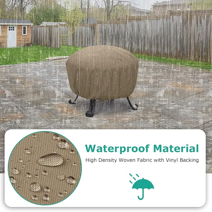 SunPatio Outdoor Round Fire Pit Cover 32 inch, Heavy Duty Waterproof Fire Pit - Image 3