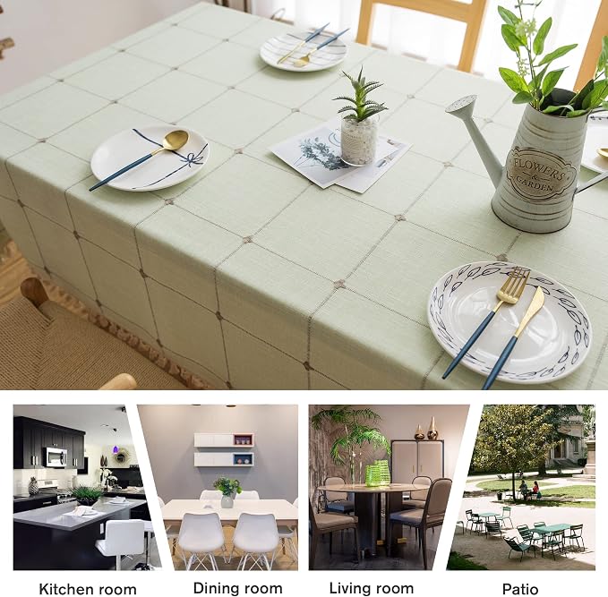 Pahajim Rustic Linen Tablecloth Cotton Rectangle Table Cloth - Image 3