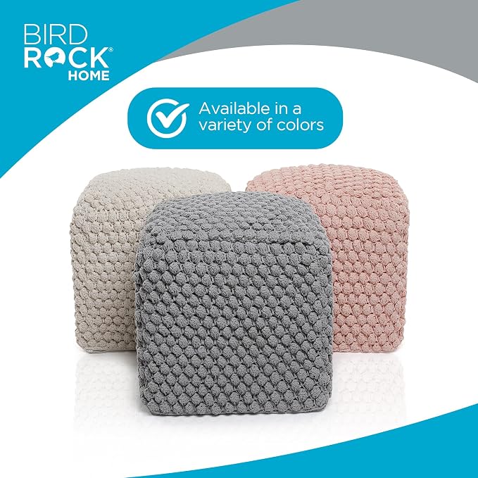 BIRDROCK HOME Bud Pouf Foot Stool Ottoman - Image 5