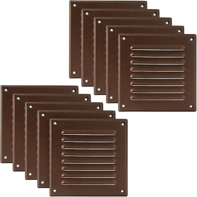 Vent Systems - 5 x 5 Inch Pack of 10 Brown Metal Square Soffit Air Vent Grille by VentSystems