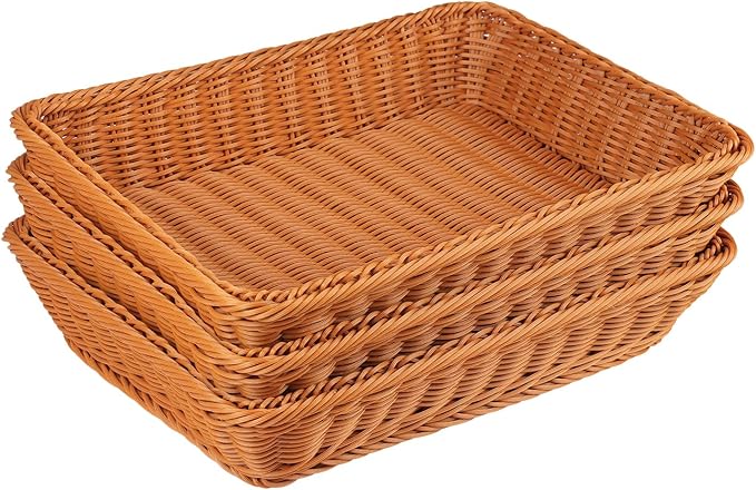 5 PCS 13.8x9.8 Inch Wicker Bread Basket, Woven Serving Basket, Tabletop Food - Image 4