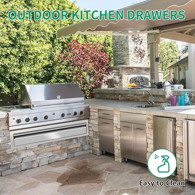 Outdoor Kitchen Drawers 24" W x 6.5" H x 23" D Stainless Steel Single Drawers - Image 5
