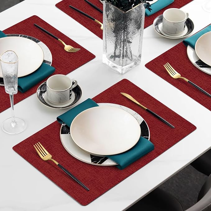 Faux Leather Heat Resistant Christmas Placemats Set of 6 – Waterproof Oilproof - Image 2